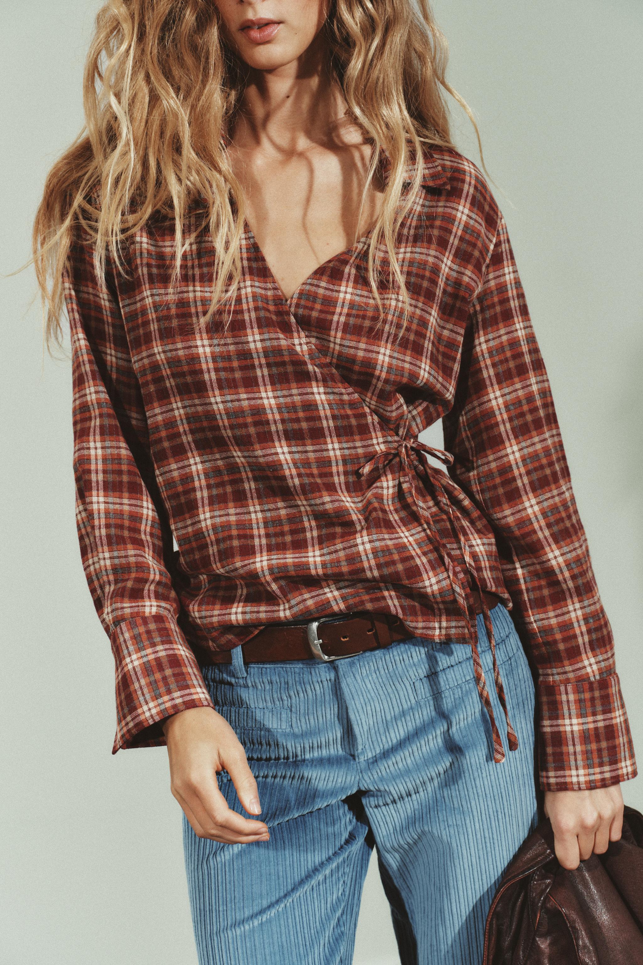 PLAID WRAP SHIRT